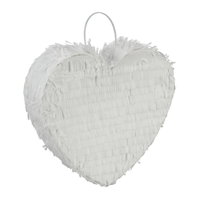 Weiße Piñata in Herzform