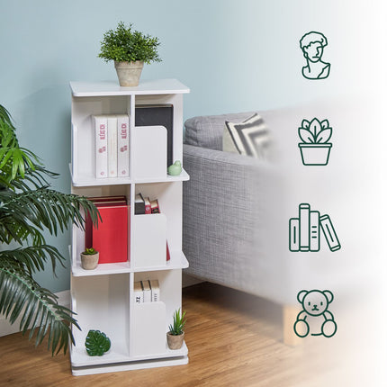 Weißes drehbares Bücherregal