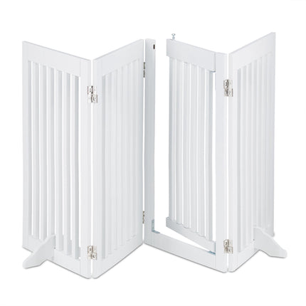 Portail de sécurité blanc avec porte 92 cm