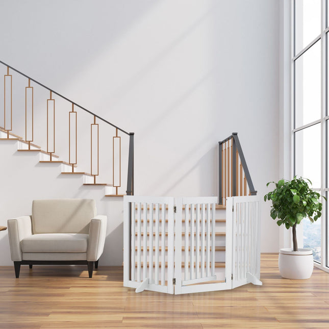 Portail de sécurité blanc avec porte 92 cm