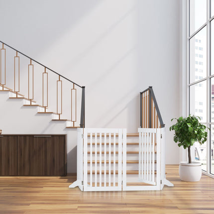 Portail de sécurité blanc avec porte 92 cm