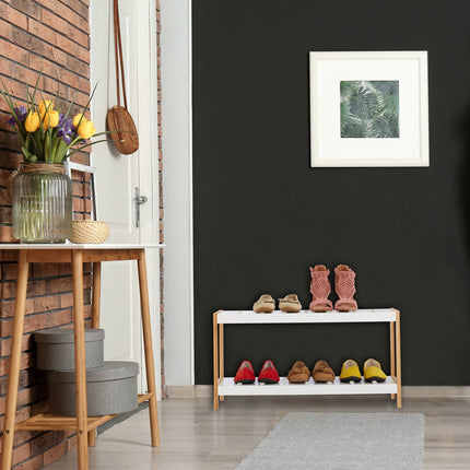 Étagère à chaussures blanche à 2 niveaux
