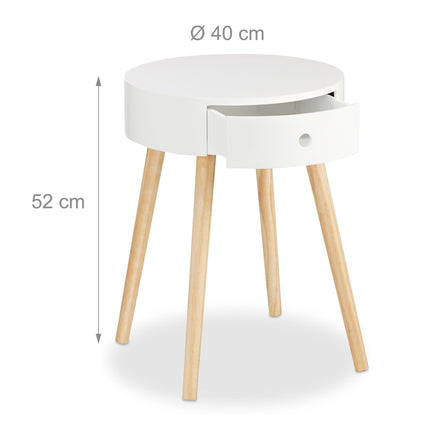 Table d'appoint blanche avec tiroir
