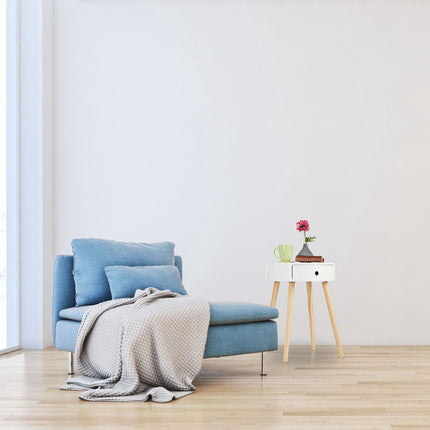 Table d'appoint blanche avec tiroir
