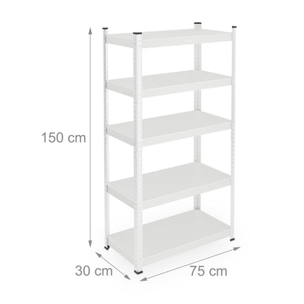 Étagère en métal blanc robuste à 5 niveaux