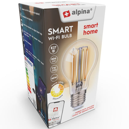 WiFi Smart E27 LED Filament Warmweiß 7W 806 lm