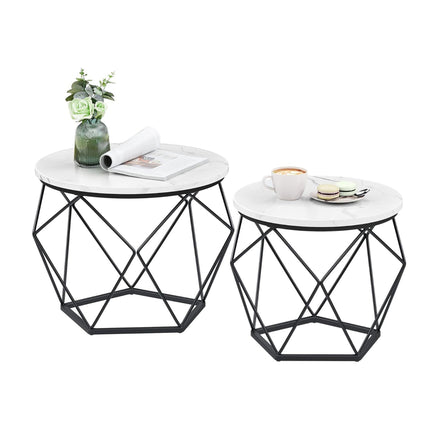 Ensemble de tables d'appoint en osier, plateaux amovibles, 2 pièces