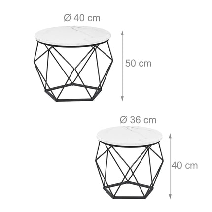 Ensemble de tables d'appoint en osier, plateaux amovibles, 2 pièces