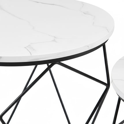 Ensemble de tables d'appoint en osier, plateaux amovibles, 2 pièces