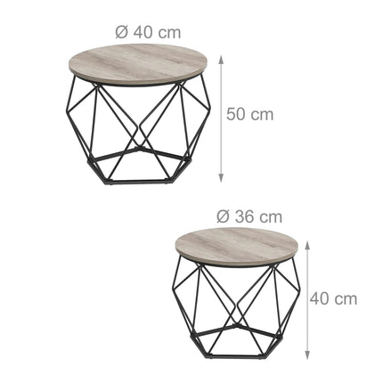 Ensemble de 2 tables d'appoint en osier, plateaux amovibles