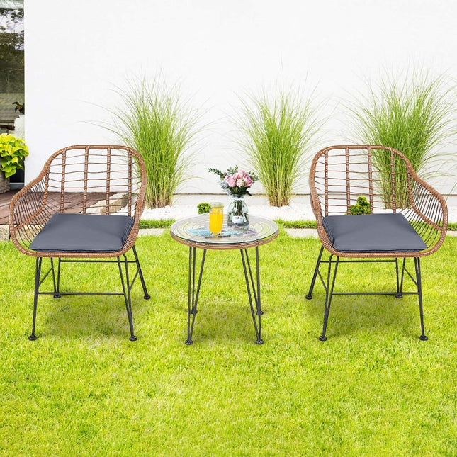 Ensemble de meubles en osier Ensemble bistro moderne 3 pièces pour la terrasse