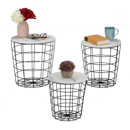 Table en osier - lot de 3 Marbre