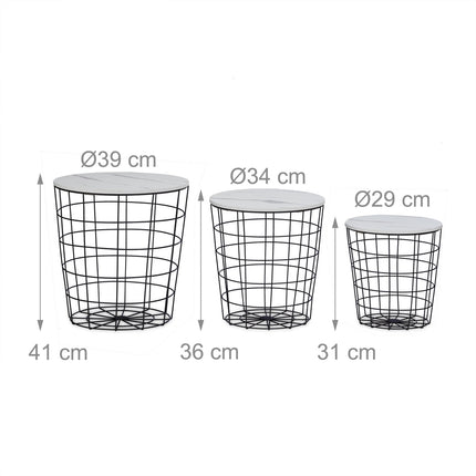 Table en osier - lot de 3 Marbre