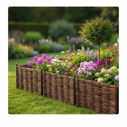 Bordure de jardin en osier, bordure de parterre flexible en osier