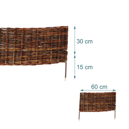 Bordure de jardin en osier, bordure de parterre flexible en osier