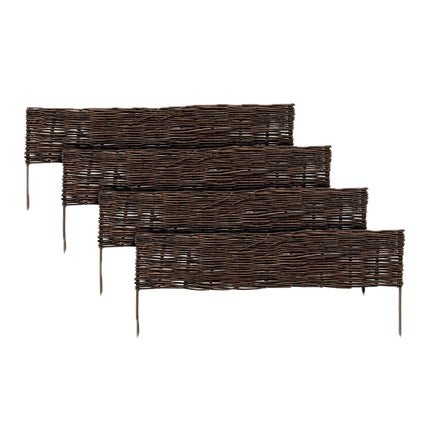 Bordure de jardin en osier - Bordure flexible en osier, avec piquets