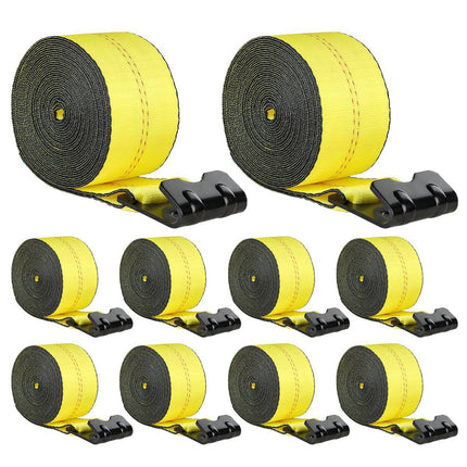 Winch Straps, 4 in x 40 ft, Flat Hook, 10 Pack
