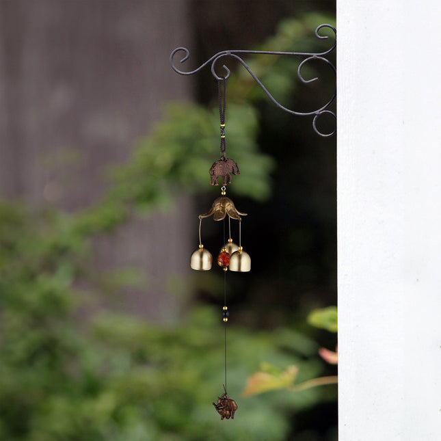 Lot de 2 carillons éoliens en métal avec figurine d'éléphant