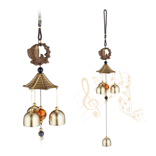 Lot de 2 carillons éoliens avec motif de carpes koï