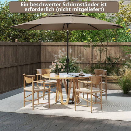 Parasol de terrasse résistant au vent, 300 cm, inclinable et à manivelle, beige