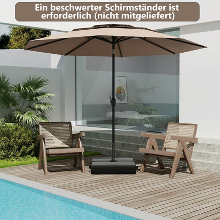 Parasol de terrasse résistant au vent, 300 cm, inclinable et à manivelle, beige