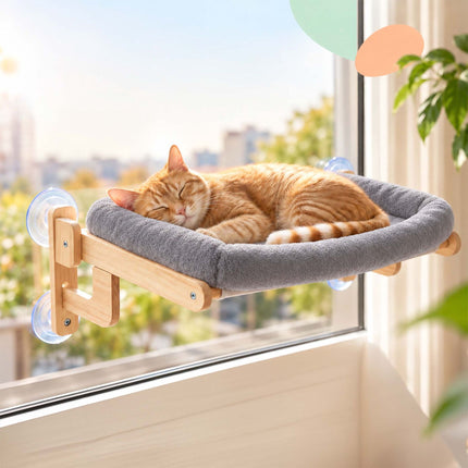 Window Cat Hammock with Suction Cups and Wall Mount, Grey, Max. 18 kg
