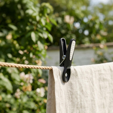Pinces à linge coupe-vent à prise souple, lot de 75, noir et blanc