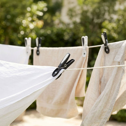 Pinces à linge coupe-vent à prise souple, lot de 75, noir et blanc