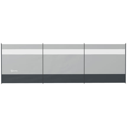 Protection contre le vent pliable pour camping avec source de lumière, piquets de fenêtre, cordes, clôture coupe-vent, protection contre le vent de plage, protection de plage pour camping jardin, plage, terrasse 440 x 140 cm gris