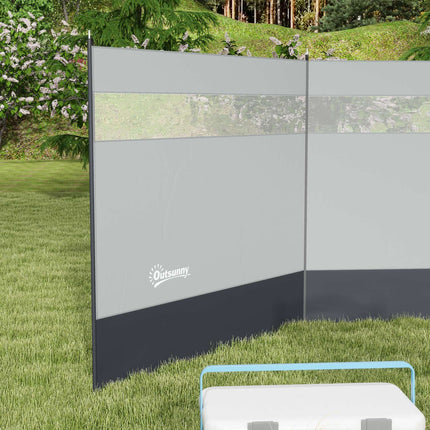 Protection contre le vent pliable pour camping avec source de lumière, piquets de fenêtre, cordes, clôture coupe-vent, protection contre le vent de plage, protection de plage pour camping jardin, plage, terrasse 440 x 140 cm gris