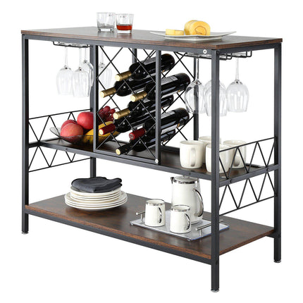 Wine Bar Cabinet 40 Inch, 20-Bottle Rack, Glass Holder