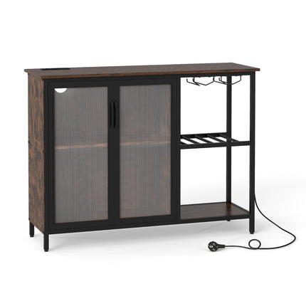 Weinschrank mit LED-Beleuchtung, Glashalter und Ladeanschlüssen