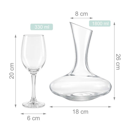 Service à vin avec carafe, verre transparent, 5 pièces
