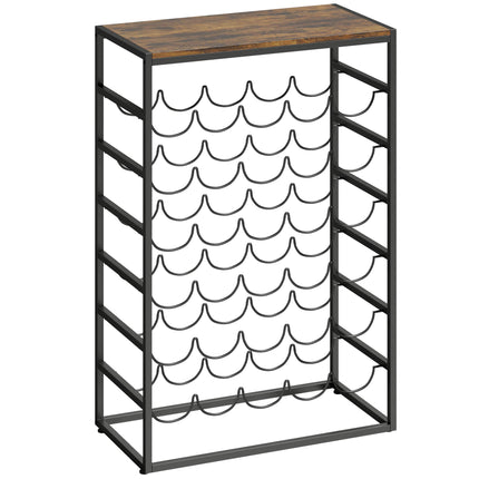 Flaschenregal für 30 Flaschen, Metall, Rostbraun, 59x30x88,5 cm