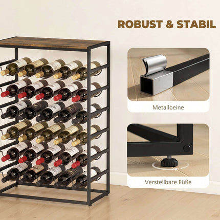 Flaschenregal für 30 Flaschen, Metall, Rostbraun, 59x30x88,5 cm