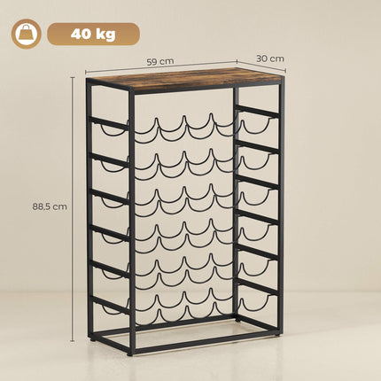 Flaschenregal für 30 Flaschen, Metall, Rostbraun, 59x30x88,5 cm
