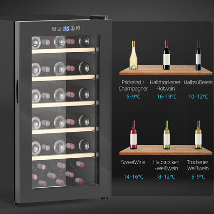 Cave à vin 41 bouteilles 91L 5-20 ? Réfrigérateur à boissons à compresseur avec porte vitrée, réfrigérateur à bouteilles lumineux LED avec écran tactile, petite cave à vin noir Aosom