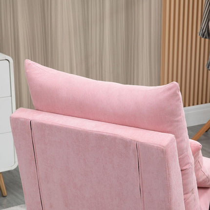 Ohrensessel mit Hocker, kippbarer Rückenlehne, rosa Polsterung