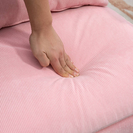 Ohrensessel mit Hocker, kippbarer Rückenlehne, rosa Polsterung