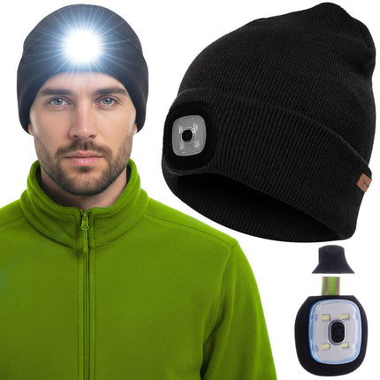 Bonnet d'hiver avec lampe de poche - noir Trizand 22663