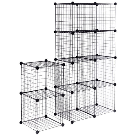 Draht-Aufbewahrungswürfel, 12-Würfel modulares Metallgitter, Schwarz