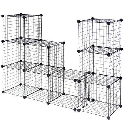 Draht-Aufbewahrungswürfel, 12-Würfel modulares Metallgitter, Schwarz