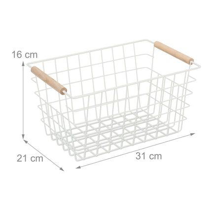 Drahtkörbe mit Holzgriffen 3er-Pack