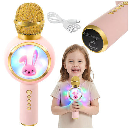 Microphone karaoké Bluetooth sans fil pour enfants, rose