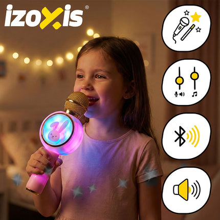 Microphone karaoké Bluetooth sans fil pour enfants, rose
