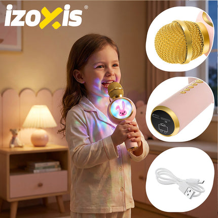 Microphone karaoké Bluetooth sans fil pour enfants, rose