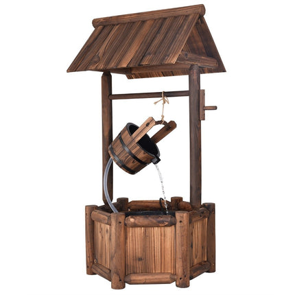 Fontaine à eau de puits à souhaits avec fonction cascade 58,5 x 51 x 117 cm marron