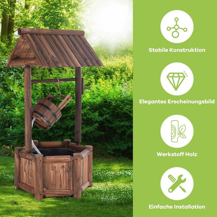 Fontaine à eau de puits à souhaits avec fonction cascade 58,5 x 51 x 117 cm marron