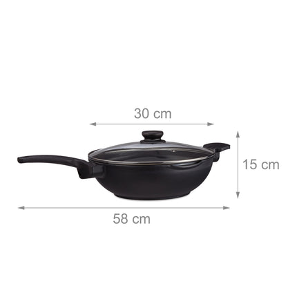 Poêle wok avec couvercle 30 cm
