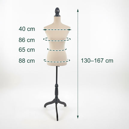 Schneiderpuppe Damen 36/38, Samt, verstellbarer Ständer